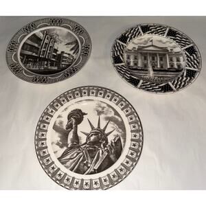 PTS International Slice Of Life Collection 3 Plates Miss Liberty, White House, S